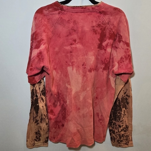 GUESS Dragons Vintage 100% Cotton 90s 2000s Tie Dye Layered T Shirt Thermal sz L - Picture 8 of 8